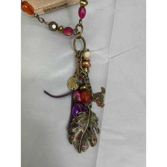 Ruby Rd. Chunky Chain Leaf Pendant Necklace With Beads & Tassel - Picture 6 of 6
